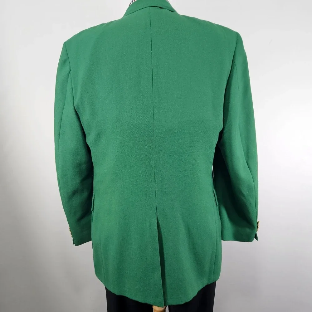 Stafford Men's Sport Coat Blazer Two Button Solid Green Poly Wool Size 46L